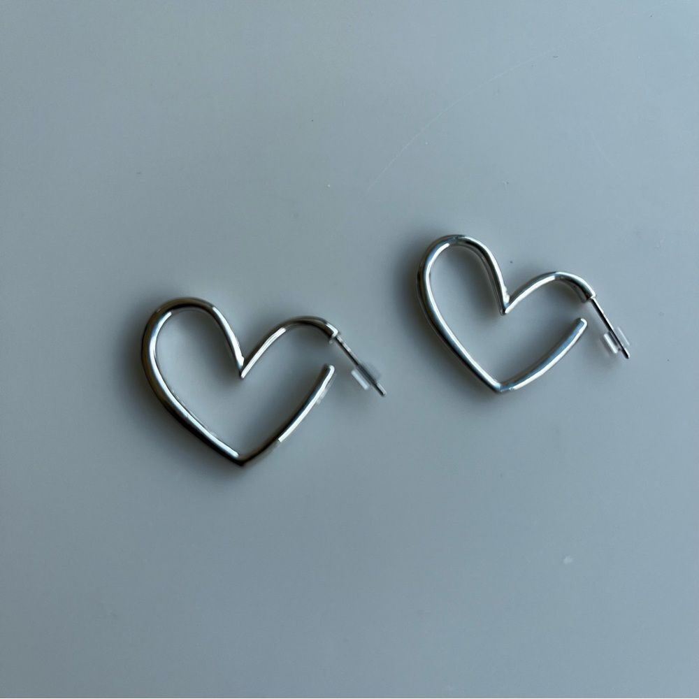 Heart Shaped Hoop Earrings - Picture 9 of 12